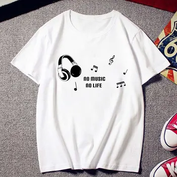 Nové módne tvorivé Hudobné poznámka vytlačené T shirt ženy móde pekné dievča oblečenie pre Voľný čas biele Tričko žena T-shirt Topy