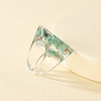 Nové Módne Zelená Transparentná Geometrické Kvapka Vody Námestie Akrylové Živice Prst Prsteň Pre Ženy, Dievčatá Strana Letné Šperky Dary