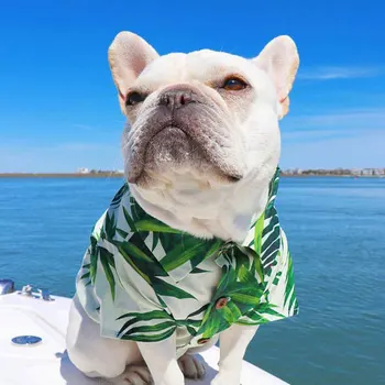 Oblečenie Letné Pet Vytlačené Oblečenie pre Malých Psov Fashion Bavlna Colling Šteňa Tričko Kvetinový Pláži Havajské Psa Kostým pre Teddy