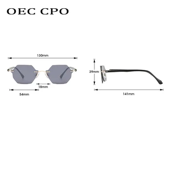 OEC CPO Móde Polygon bez obrúčok slnečné Okuliare Ženy Značky Dizajnér Kovové slnečné Okuliare Žena Vintage Sklo Oculos De Sol Feminin O969