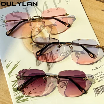 Oulylan 2021 Námestie bez obrúčok slnečné Okuliare Ženy Dizajn Značky Gradient Slnečné Okuliare Módne Dámy Modrá Ružové Okuliare Odtiene UV400