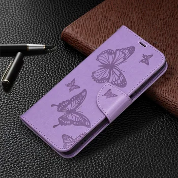 Plastický Motýľ Kožené puzdro Pre Samsung Galaxy J4 J6 A6 A7 2018 S9 S10 S20 S21 Plus Ultra FE E Peňaženku Stáť Knihy Kryt Telefónu