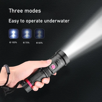 Podvodná led baterka pochodeň XHP70.2 XHP70 Potápanie Vojenské Extrémne Svetlé Lanterna IPX8 Svietidla podmorský lov Zaklamp