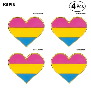 Polyamorous Pride v tvare srdca Pin Klopě Pin Odznak Brošňa Ikony 4pcs
