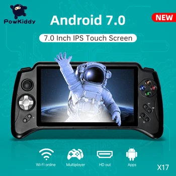 POWKIDDY Nové X17 Android 7.0 Prenosné hracie Konzoly 7-palcový IPS Dotykový Displej MTK 8163 Quad Core 2G RAM 32 G ROM Retro Hra Hráčov