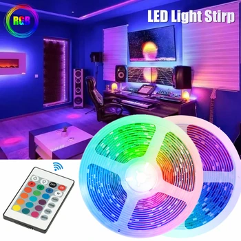 RGB LED Pás Svetla Flexibilné Dekorácie Diódové Svietidlo String Diaľkové ovládanie Pre Spálne Pozadia TV Páse s nástrojmi USB Výzdoba Osvetlenie