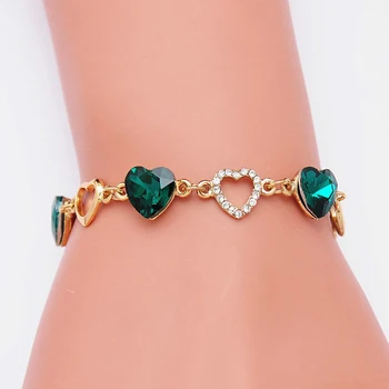 Romantický Valentín 3 Farby v Tvare Srdca Náramok Nádherné dámske Svadobné Crystal Zirkón Bracele Očarujúce Dámske Šperky