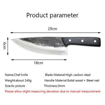 Ručne Kované Profesionálny Kuchár nôž, Sekáčik na Mäso Vysoko uhlíkovej Ocele Tradičnej Čínskej Zabitie Nože S drevenou Rukoväťou