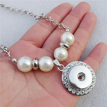Sklenené Perly Kovové 18 mm Modul Tlačidiel Drahokamu Prívesok Náhrdelník Módne Šperky Pre Ženy