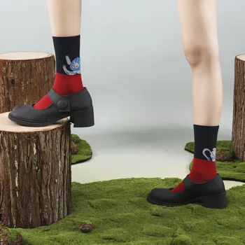 Stredné trubice ponožky jeseň a v zime kontrast farieb zvierat série bavlnené ponožky módne osobnosti pánske ponožky pár ponožky