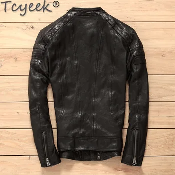 Tcyeek Originálne Kožené Bundy Mužov Oblečenie 2021 Kórejský Streetwear Reálne Ovčej Kabát Slim Fit Motocykel Jaqueta De Couro