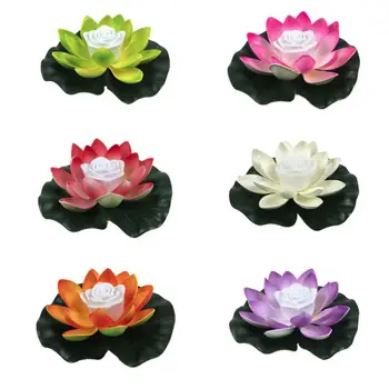 Umelé osvetlenie LED Farebné Lotus Nepremokavé Falošné Rybník Kvety, Lotosový List Lily Vody Lantern Festival Dekorácie Svetla Teplá