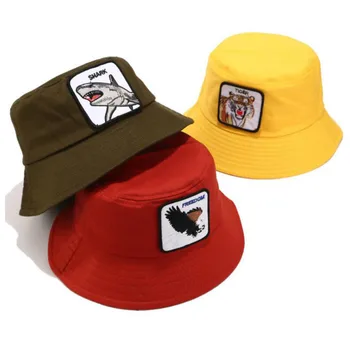 VACIGODEN Ženy Vedierko Hat Zvierat Vyšívané Pevných Farieb Sunbonnet Fedoras Vonkajšie Chapeau Rybár Čiapky De Pescador Gorros