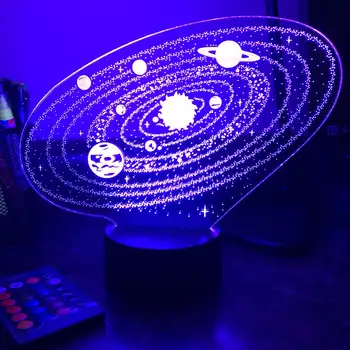 Vonkajší Priestor Slnečnej Sústavy 3D Optické Ilúzie, stolná Lampa 3D Led Nočné Svetlo na Vianočný Darček