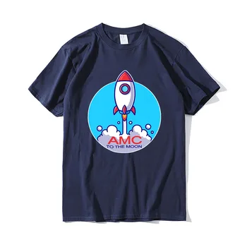 Vtipné Unisex Tričko AMC Na Mesiac Investovanie Wallstreetbets Premium T-Shirt pánske Krátke Rukáv tees Bavlna Nadrozmerná Topy