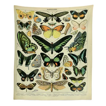 Wildflower Motýľ Kvetinový Gobelín prehoz cez posteľ Tropických Rastlín Vytlačené Stene Visí Gobelín Tkaniny Pre Steny v obývacej Izbe Dekor