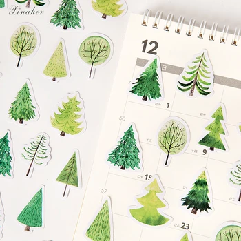 XINAHER 45pcs/box lesných stromov dekorácie, papierové nálepky package DIY denník dekorácie-nálepky album scrapbooking