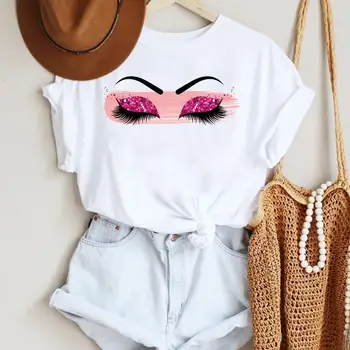 Ženy Mujer Camisetas Jednoduché Očných Rias Módne Cartoon Lete Lady Tlač Tee Grafické T Top Ženské Tričká Oblečenie T-Shirt